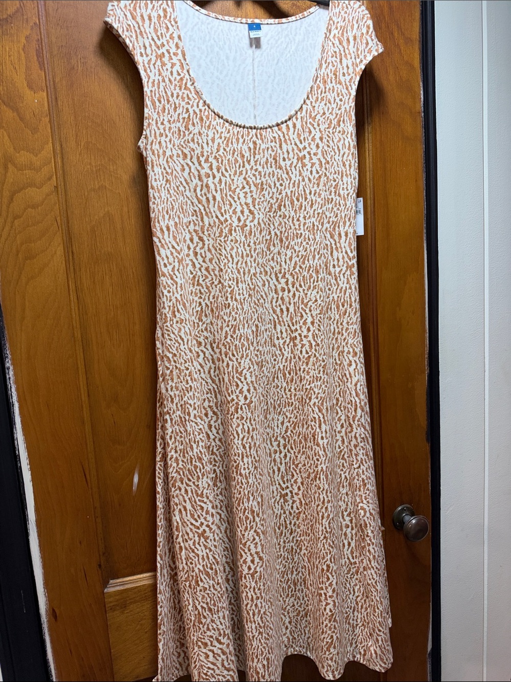 Old Navy Beige Animal-Print Maxi Dress